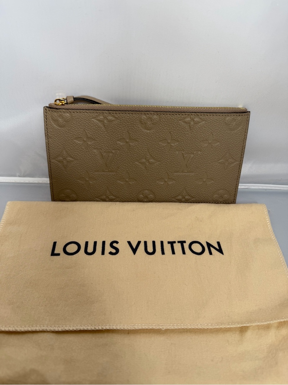 Louis Vuitton  Embossed Monogram Pouch/insert  with Gold Hardware